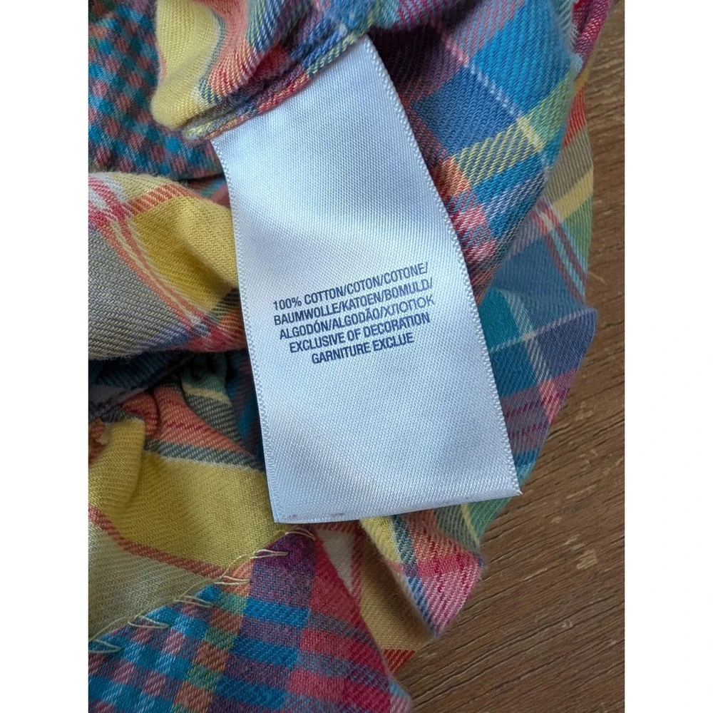 Ralph‎ Lauren Baby Girl 24M Plaid Madras Ruffle Top Multicolor Cotton preppy